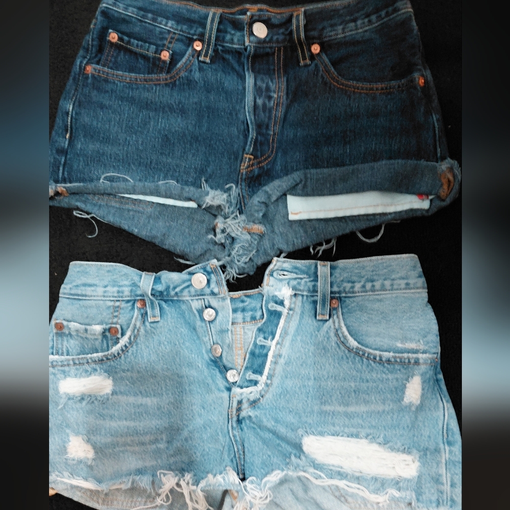 Stylish Denim Women Shorts - Dark Blue and Light Blue